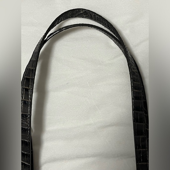 BRAHMIN JULIAN GRAPHITE W GOLD ACCT-MELBOURNE CROC EMBOSSED LEATHER SHOULDER BAG - Picture 2 of 15